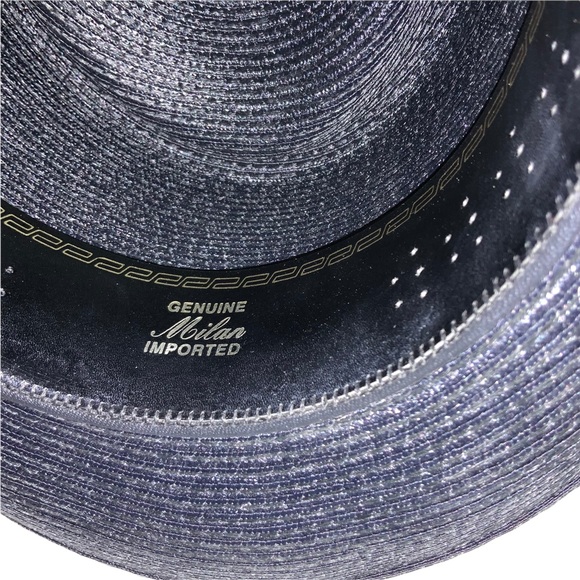 Milan Men’s Fedora Black Straw Hat Feather Meyer the Hatter New Orleans  size 7 - Picture 2 of 14